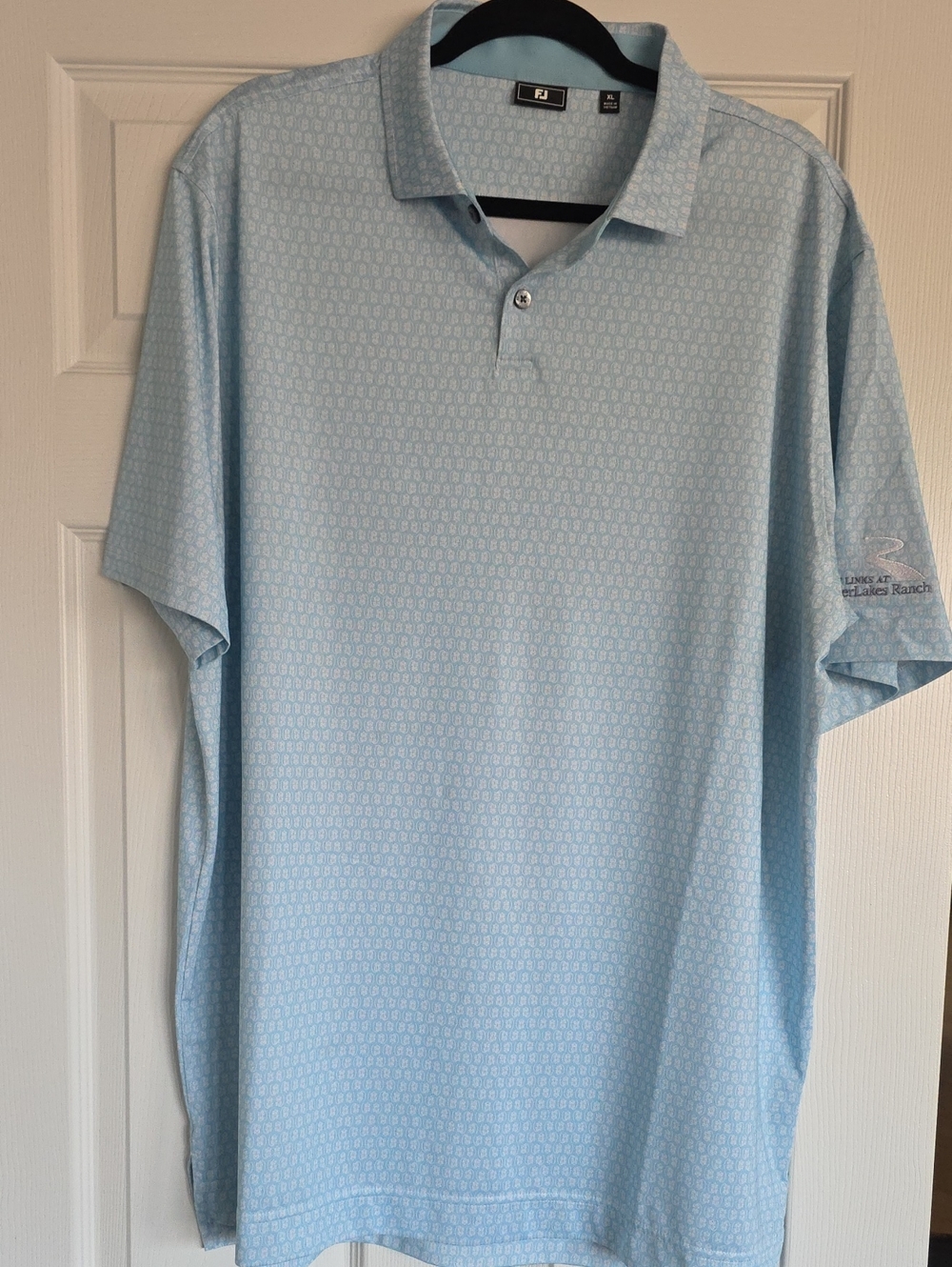 FootJoy Light Blue Short Sleeve Polo with Subtle Geometric Print